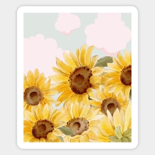 Sunflower field on sunny day Sticker